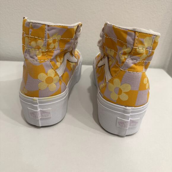 Vans Womens Sz 7 Yellow Floral Sk8-Hi Tapered Stackform Sneakers Casual Festival - Picture 3 of 10